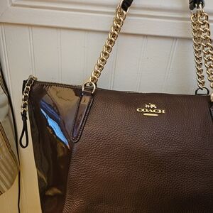 Coach Burgundy Leather Ava Tote Bag Gold Hardwear
